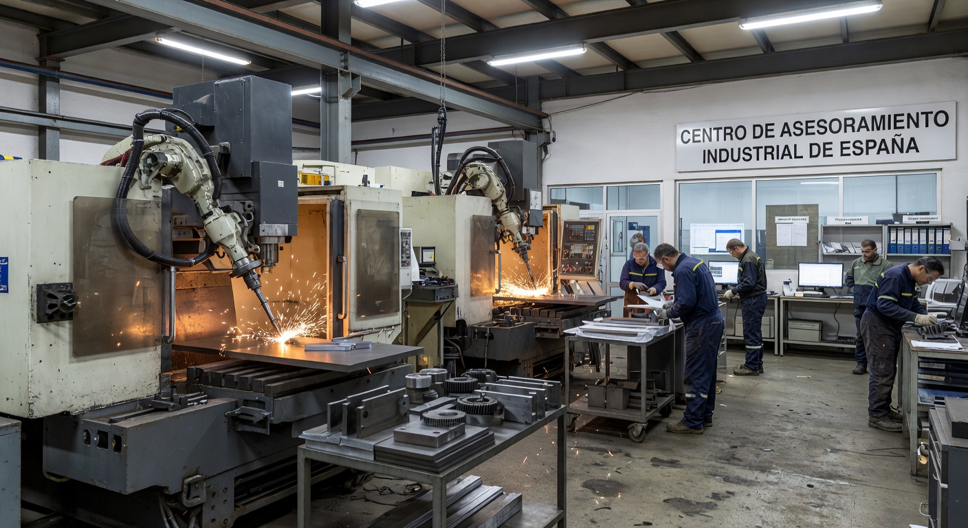 Máquinas CNC en planta de fabricación española